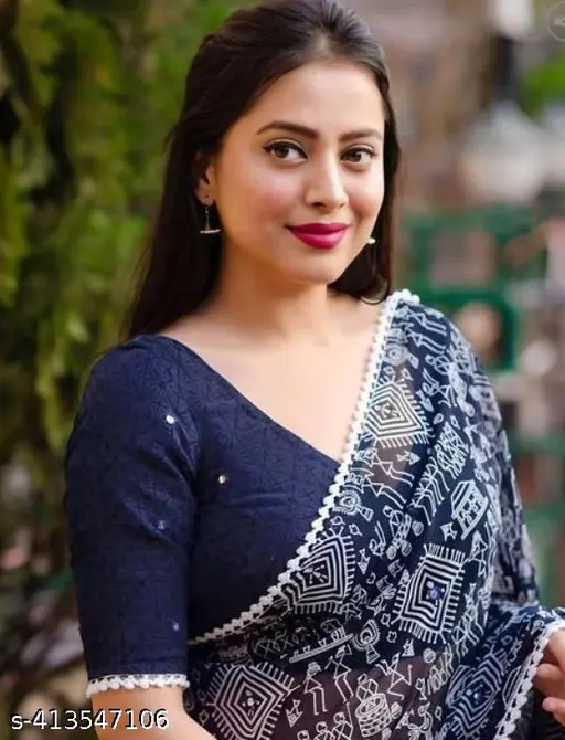 Amazing Designer georgette warli print saree with Blouse