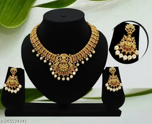Bangles Pota Stone Gold Plated Choker Necklace Set | Gold-plated Plated Alloy Choker | Silver Gold Polish Necklace Designs