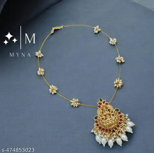 MYNA JEWELLERY TRENDING INVISIBLE CHAIN with loreals and lakshmi Devi pendant(detachable) comes with gold plated invisible chain