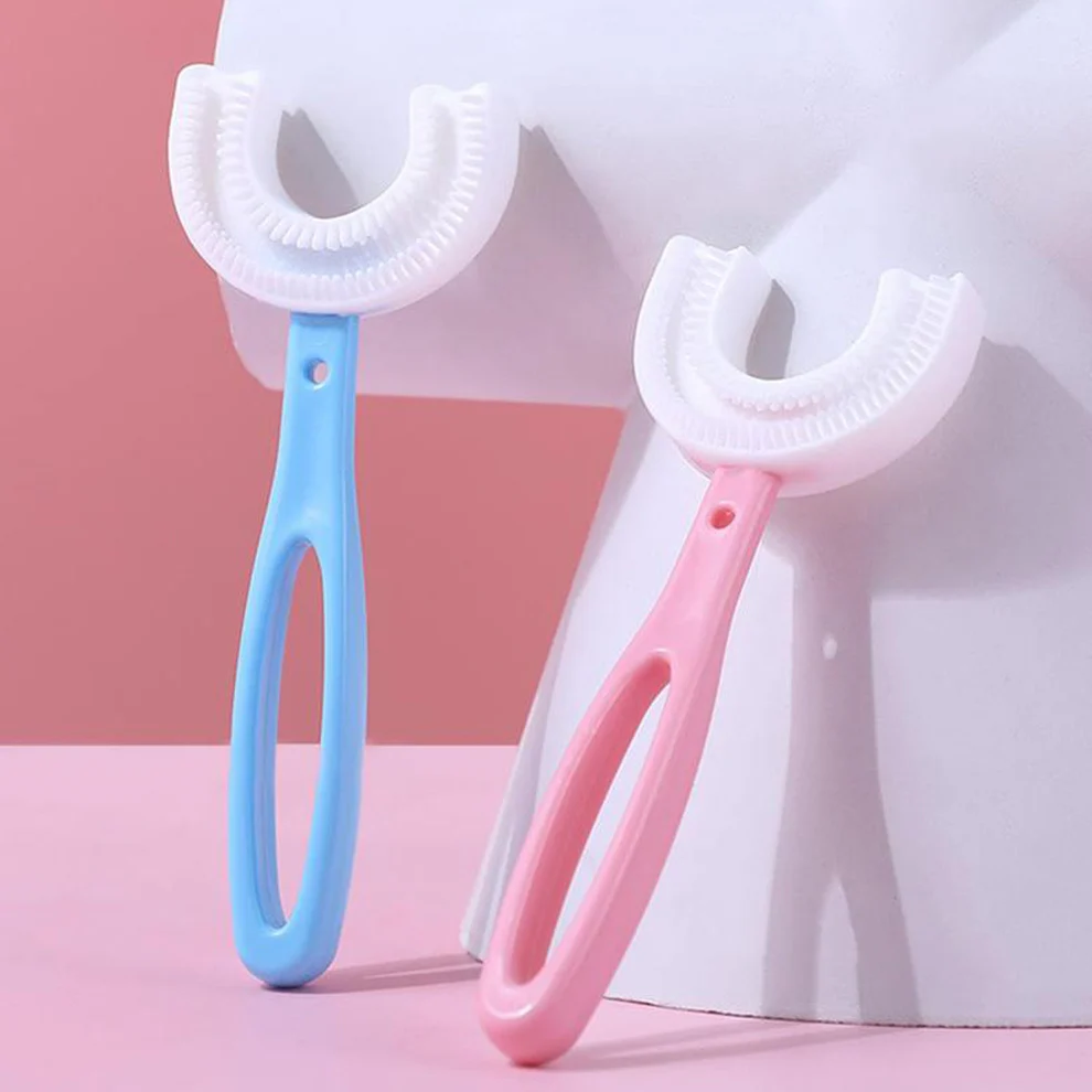 Kids U Shaped Large Tooth Brush used in all kinds of household bathroom places for washing teeth of kids, toddlers and children’s easily and comfortably.