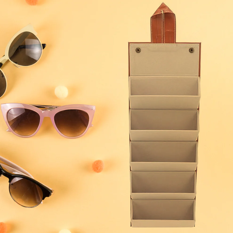 5 Slots Sunglasses Organizer Box, Glass Holder Box, spectacle case of sunglasses, Specs case, Foldable Travel Glasses Case Storage