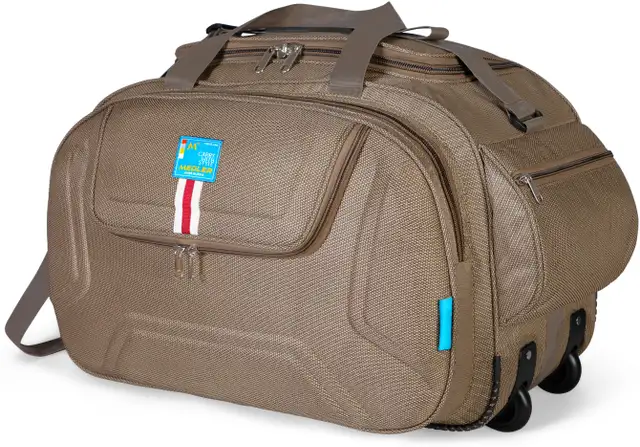DERBEN-BEIGE Polyester Cabin Size Luggage Duffle Strolley Bag