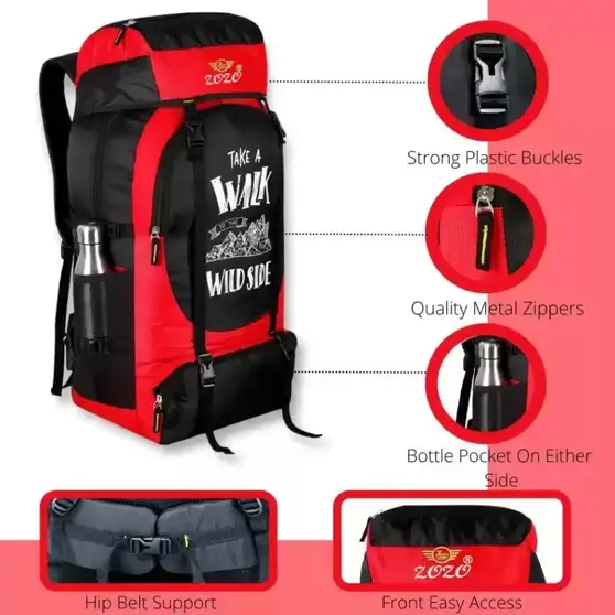 UNISEX Water Proof Mountain Camping /Ttrekking/Bag/Backpack 70 L Rucksack -(RED) Rucksack  - 70 L (Red)