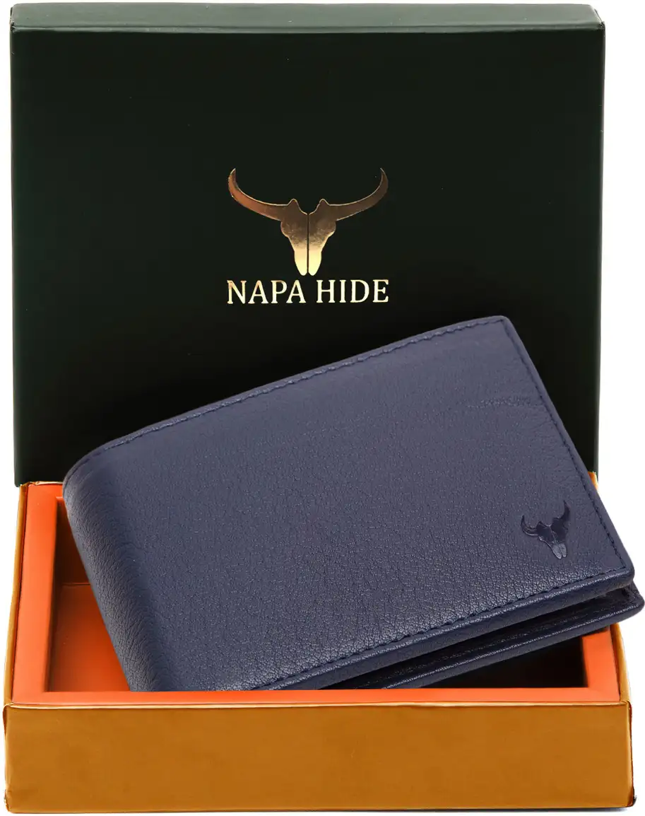 napa hide Men Casual Blue Genuine Leather Wallet 
