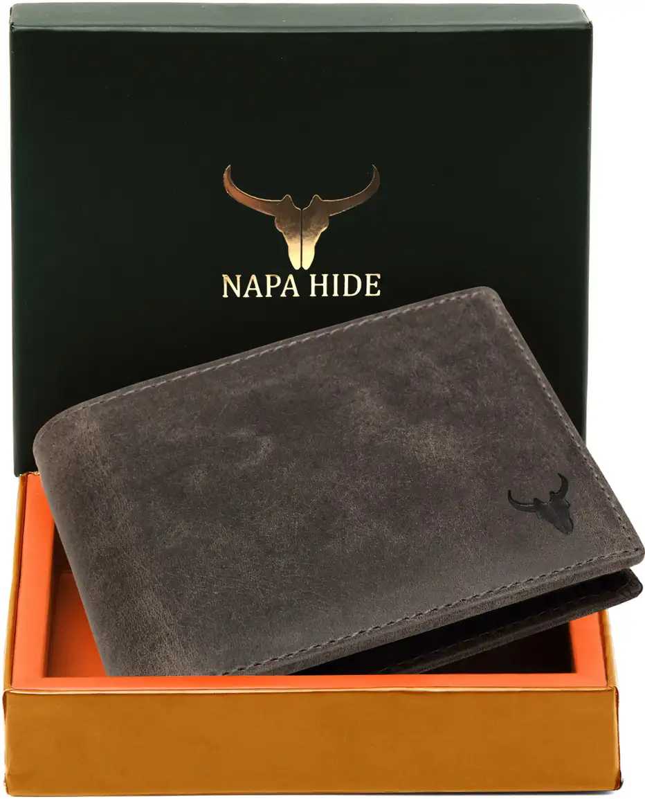 napa hide Men Casual Grey Genuine Leather Wallet