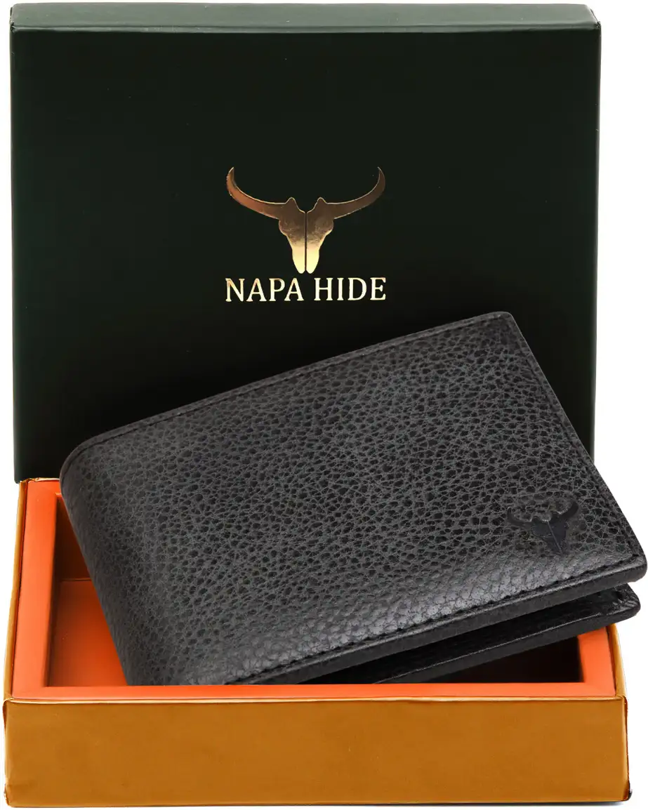 napa hide Men Casual Black Genuine Leather Wallet 