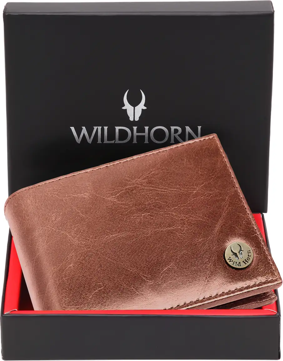 WILDHORN Men Casual Tan Genuine Leather Wallet