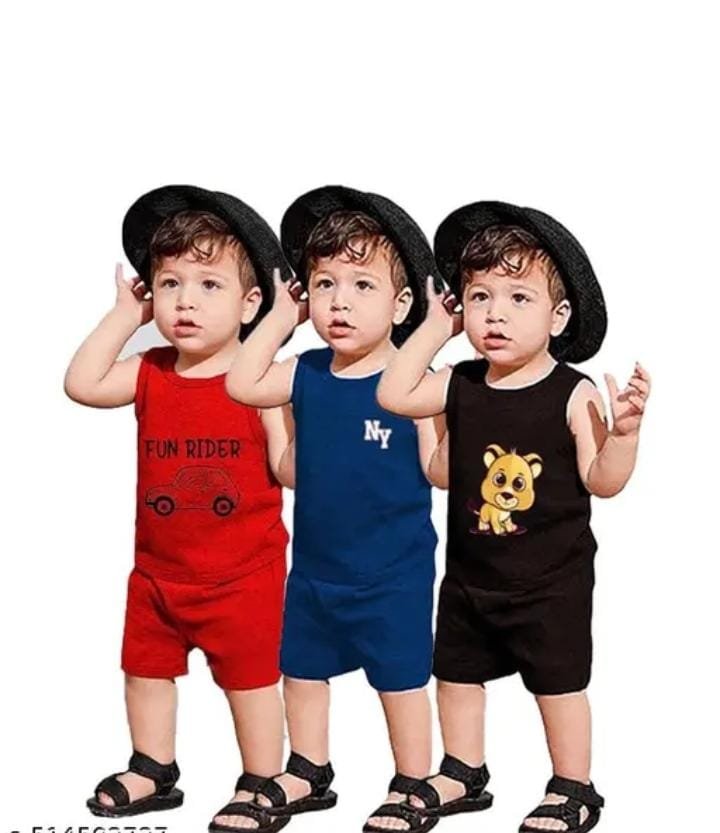 Kids Clothing set- Both Boys & Girls- Unisex Wear-Perfect for summer-combo pack- pack of 3-tshirts-shorts-tshirt with shorts set-multicolor