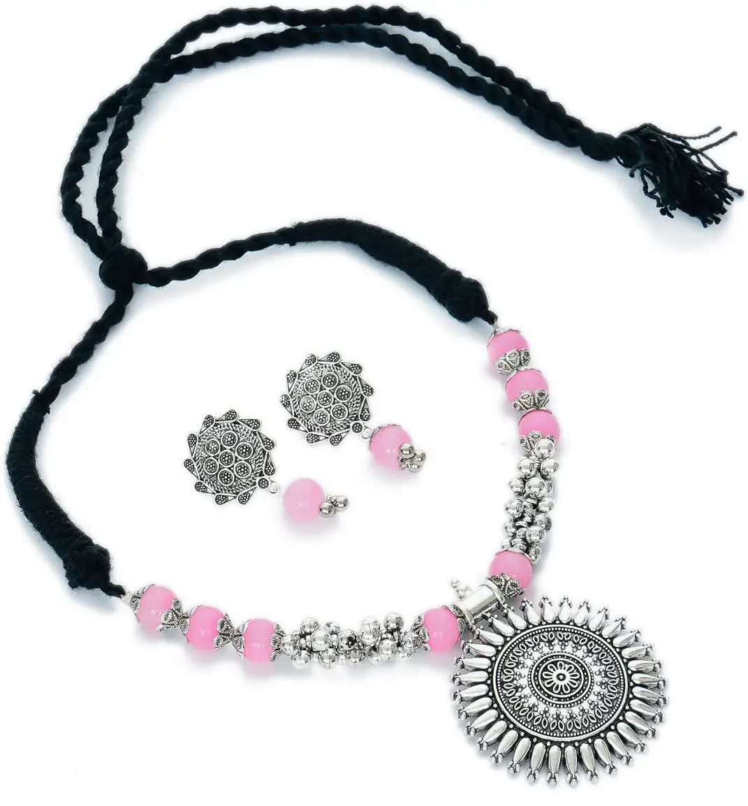 Oxidised Silver Jewel Set (Multicolor)