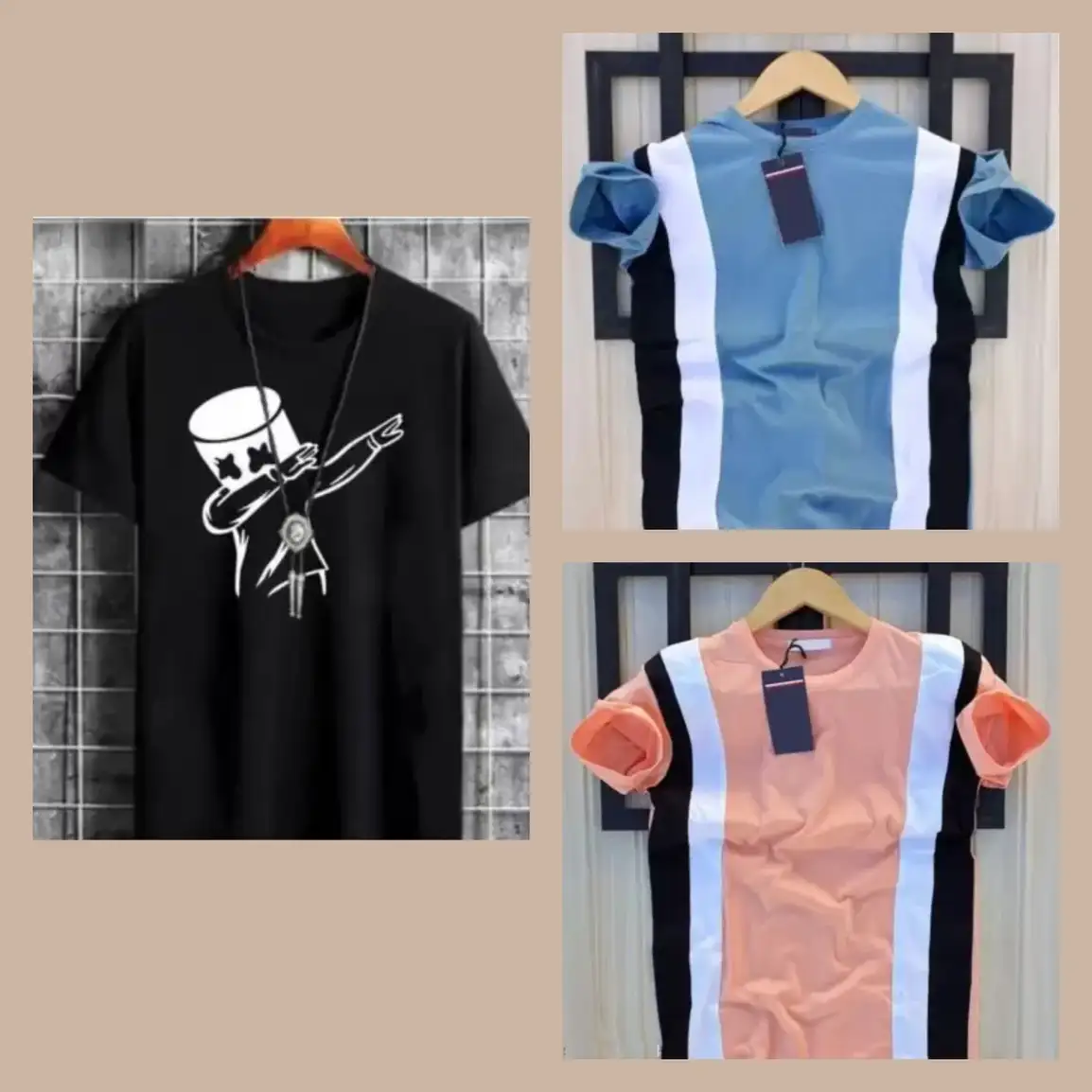 Printed Men Black, Blue, Pink T-Shirt (Pack of 3)