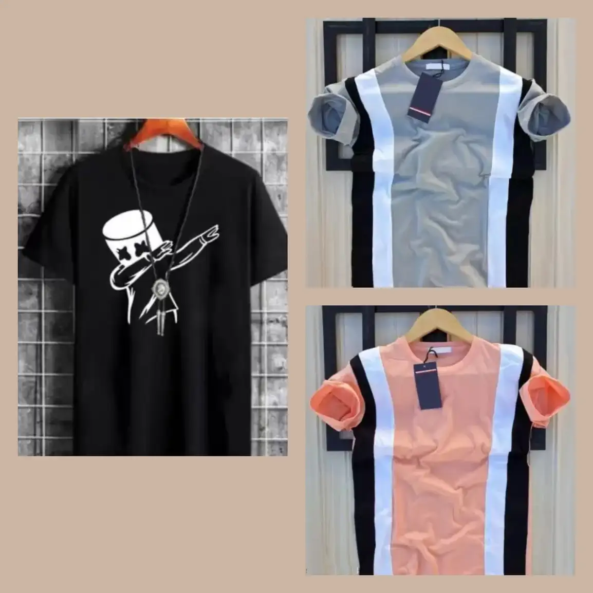 Printed Men Black, Grey, Pink T-Shirt (Pack of 3)