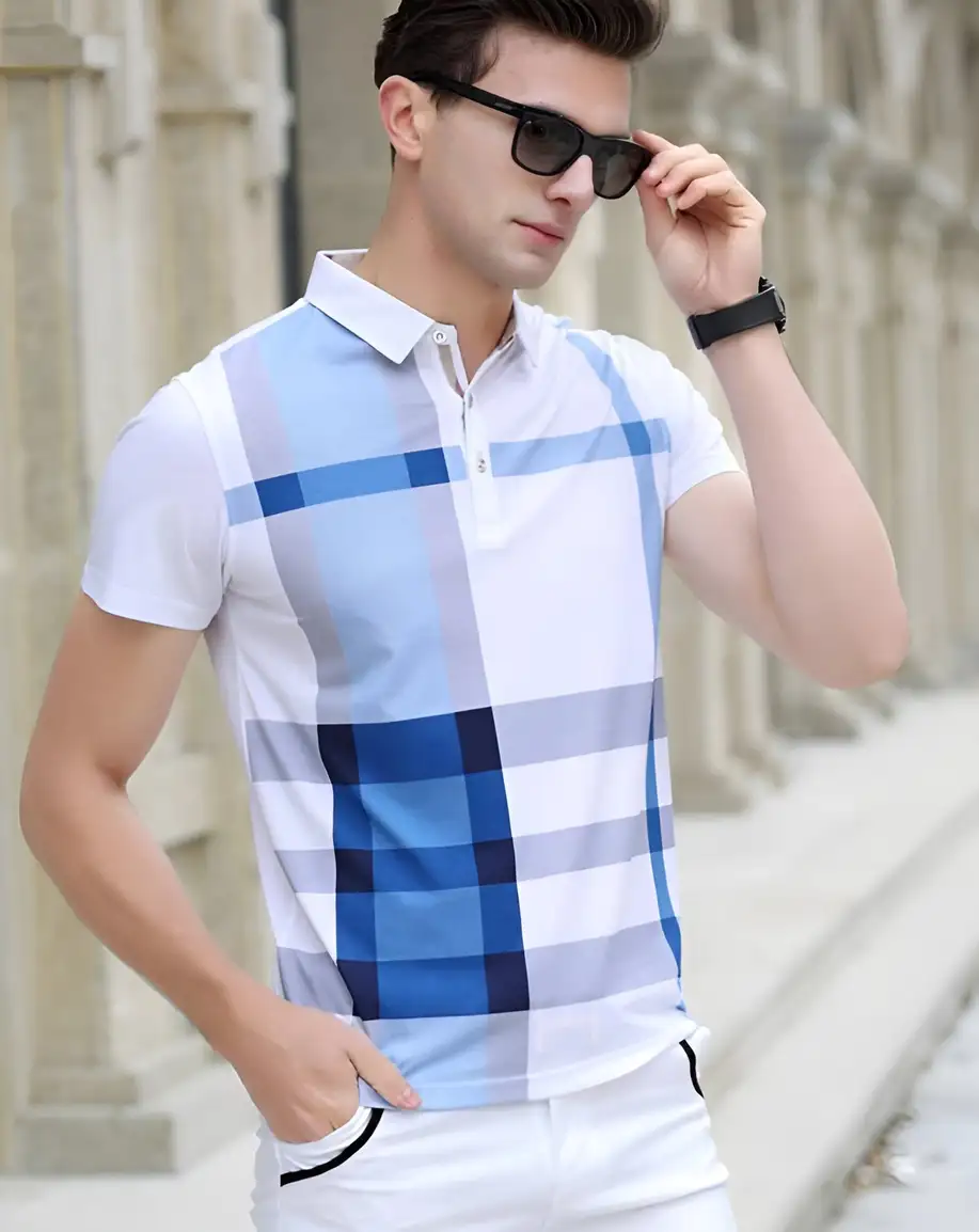 Color Block Men Blue T-Shirt