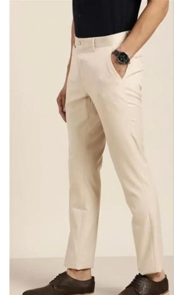 Pesado Men's SMART FLEXI Beige Formal Trousers Pants(ADJUSTABLE WAIST UPTO 2 INCH)
