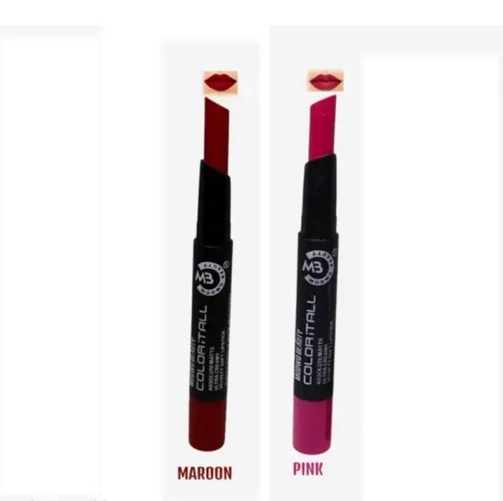 Modwo Beauty Super Soft Ultra Matte Lipstick Long Lasting Pack of 2 | Long Wear Matte Lipstick Combo Set of 2 Maroon & Pink