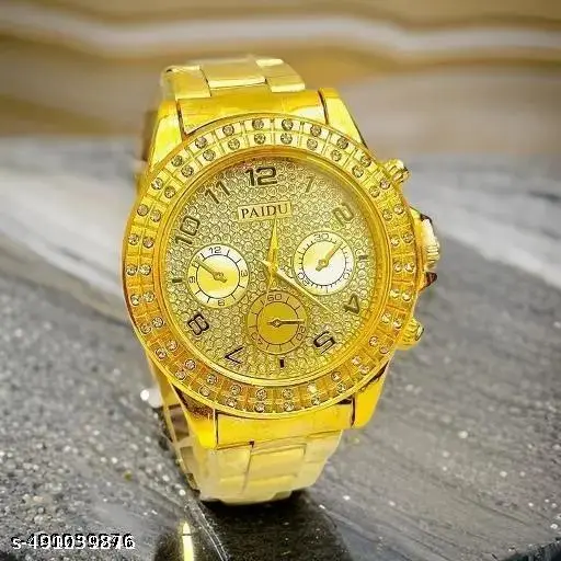 Gold & Diamond Plated Watch (Golden)