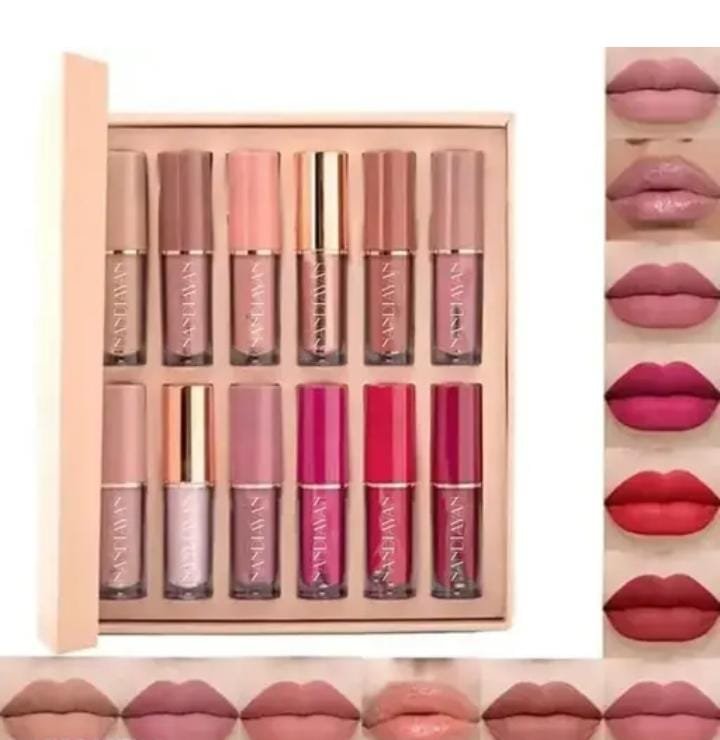Nandeyann Lipstick Set of 12 Matte Velvet Mini Liquid Lipstick Set for Women