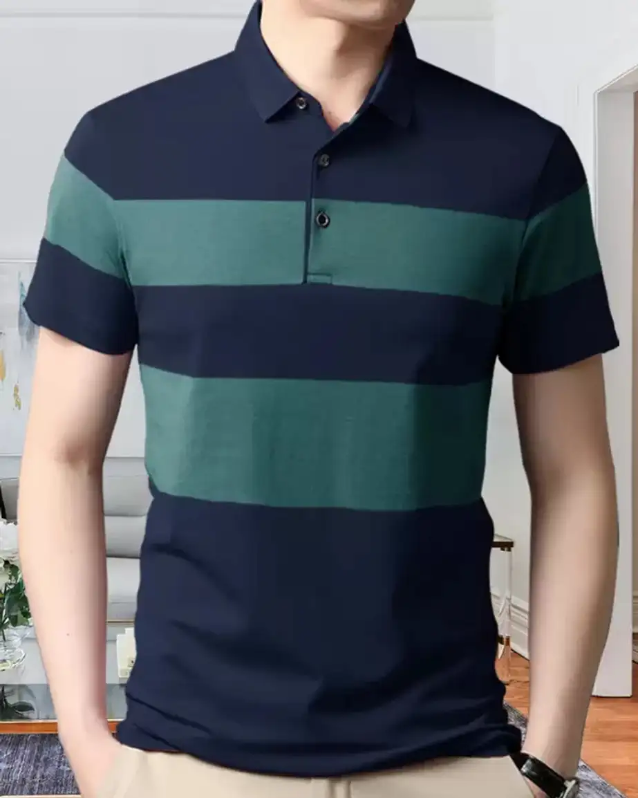 Color Block Men Dark Blue T-Shirt