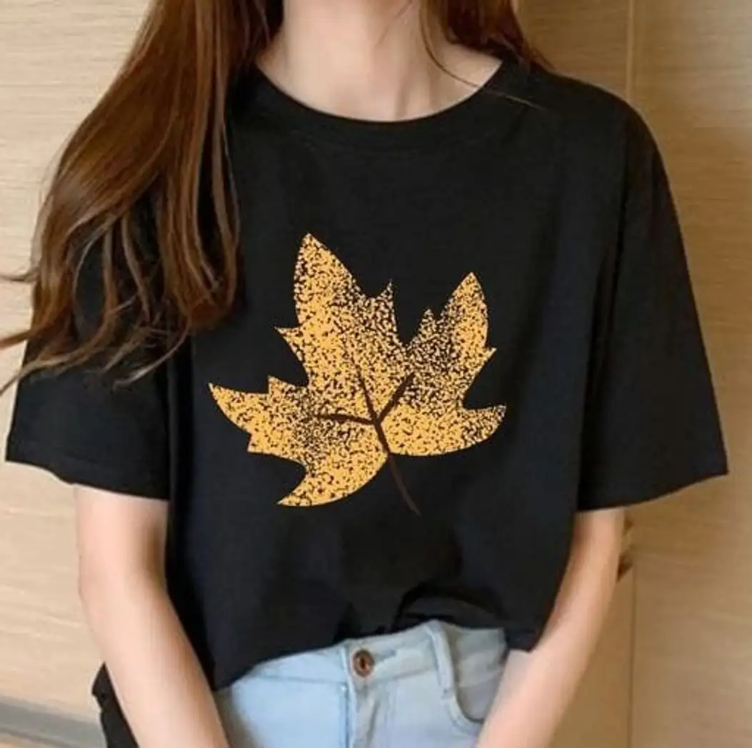 Printed Women Black T-Shirt