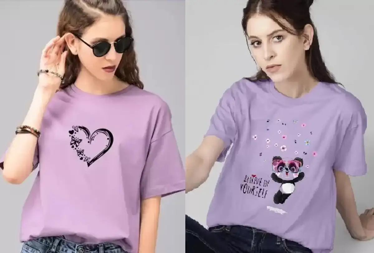 Printed Women Purple T-Shirt