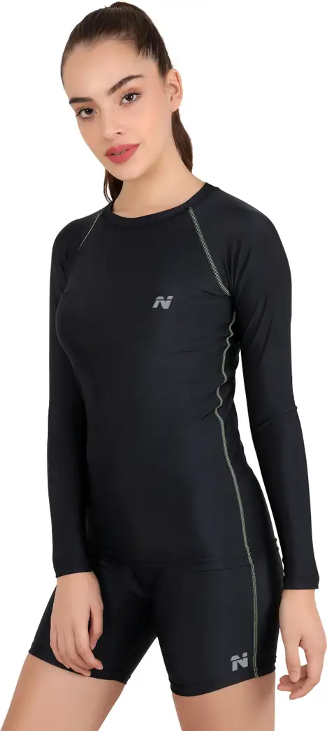 Solid Women Black T-Shirt