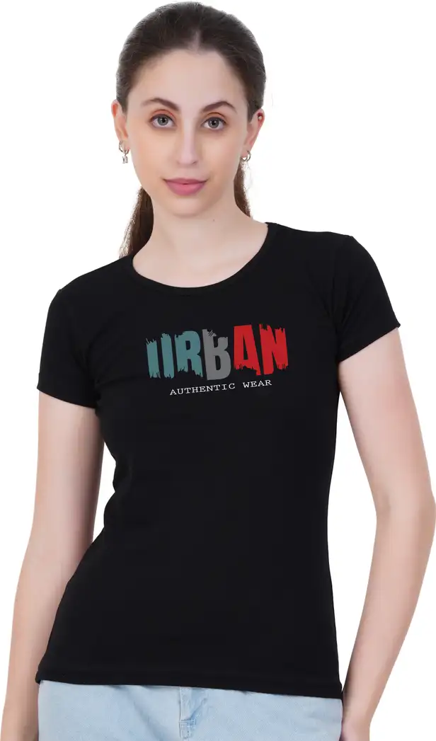 Printed Women Black T-Shirt