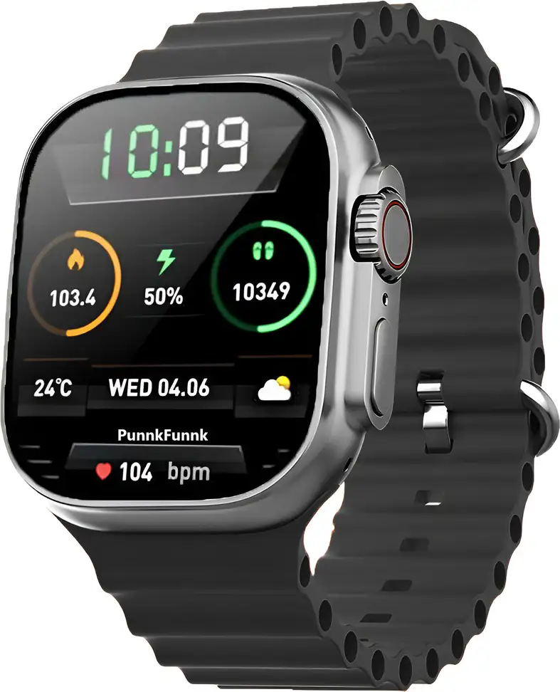 PunnkFunnk T800 ultra Series smart watch with AI assistant, bluetooth calling and fitness Smartwatch (Black Strap, 1.99 Inch Large Sunlight Proof Display)