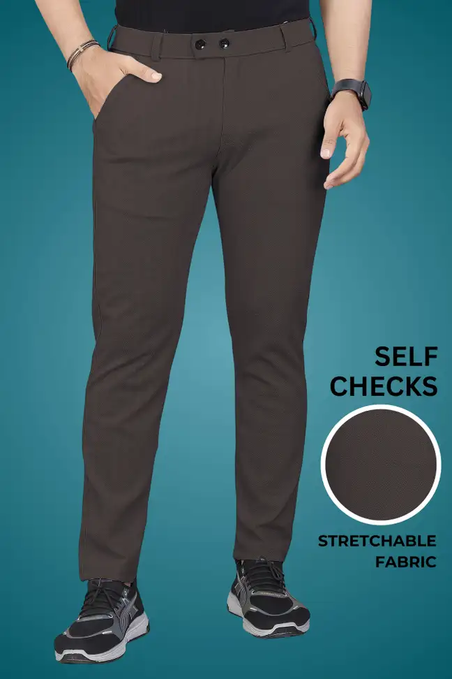 Regular Fit Men Brown Trousers