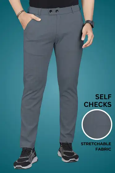 Regular Fit Men Grey Trousers