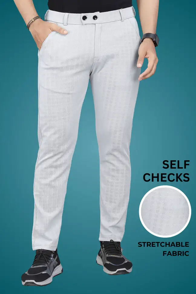 Regular Fit Men Grey Trousers