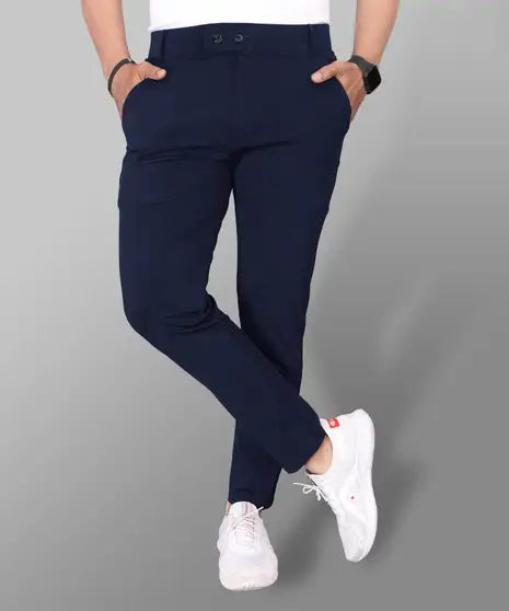 Slim Fit Men Blue Trousers