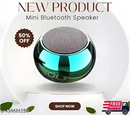 Mini speaker Boost 4 Bluetooth Speaker 4D Mini Electroplating Round Steel Speaker - Multicolor - Pack of 1