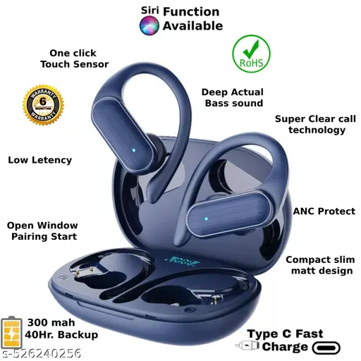 Trendy ANC Gaming earbuds which comes with 50 hour Battery Backup and high Quality Design with Deep Bass sound with Gaming Chipset With copper speaker and matel Ears or Type C fast charge or Vibration on calls