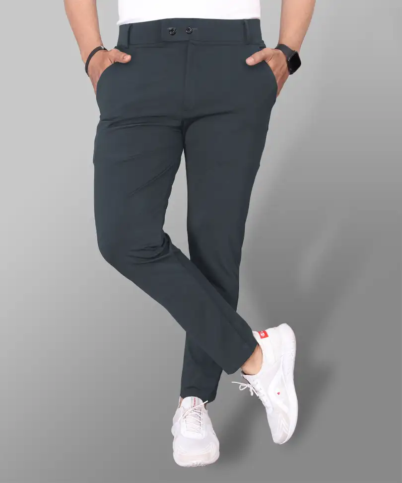 Slim Fit Men Grey Trousers