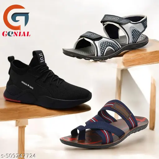 Genial Men's Sandal , Shoes & Slipper Pack Of 3