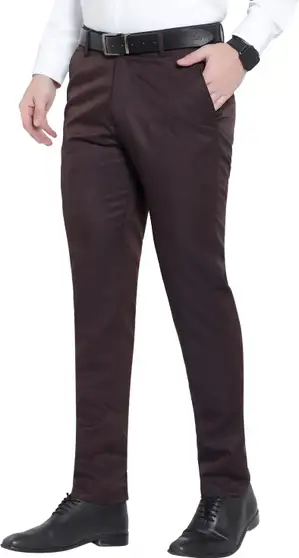 Slim Fit Men Brown Trousers