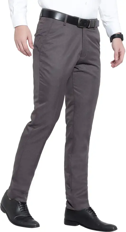 Slim Fit Men Grey Trousers