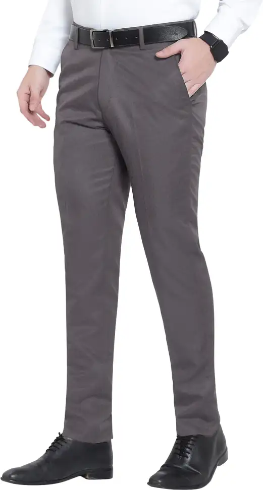 Slim Fit Men Brown Trousers