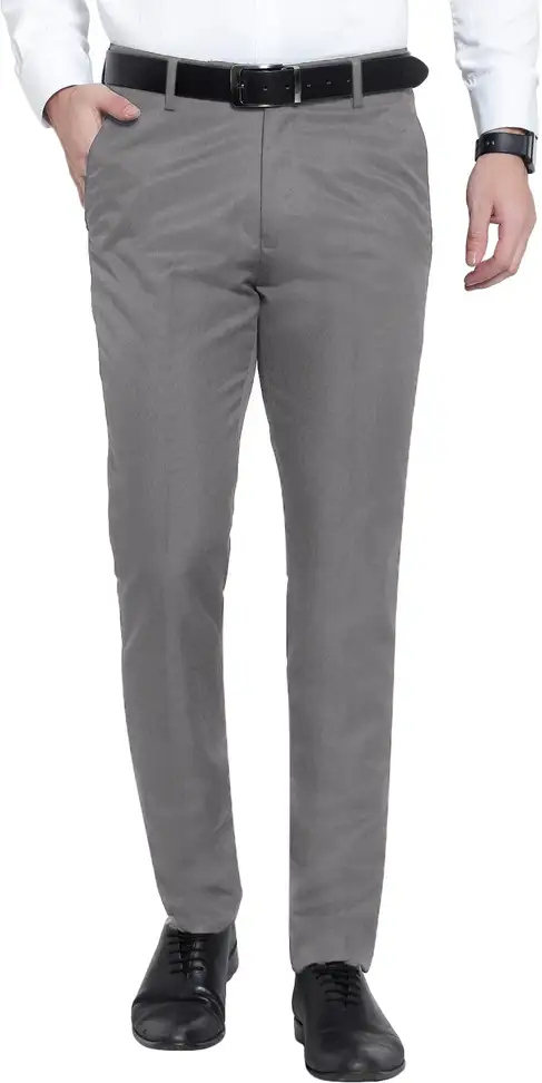 Slim Fit Men Grey Trousers