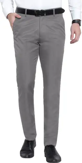 Slim Fit Men Grey Trousers