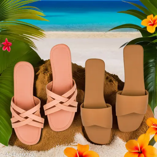 Stylish Ladies Flat Sandals – Comfortable Cross-Strap Chappals for Casual, Office & Daily Wear "Comfortable Women’s Sandals – Stylish Chappals for College, Office & Daily Use"