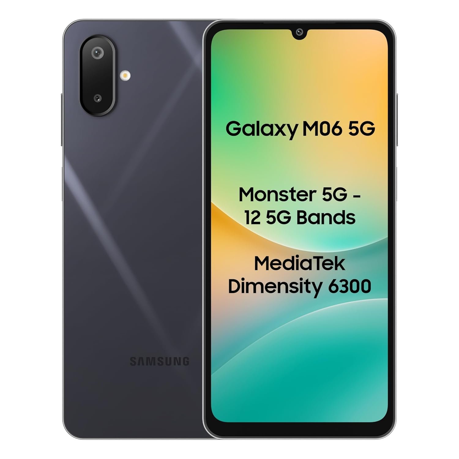 Samsung Galaxy M06 5G (Blazing Black, 6GB RAM, 128 GB Storage) | MediaTek Dimensity 6300 | AnTuTu Score 422K+ | 12 5G Bands | 25W Fast Charging | 4 Gen. of OS Upgrades | Without Charger