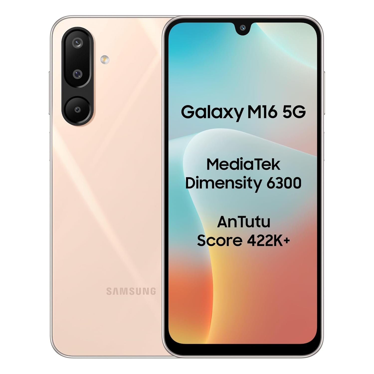 Samsung Galaxy M16 5G (Blush Pink, 4GB RAM, 128 GB Storage) | MediaTek Dimensity 6300 | AnTuTu Score 422K+ | Super Amoled Display | 25W Fast Charging | 6 Gen. of OS Upgrades | Without Charger