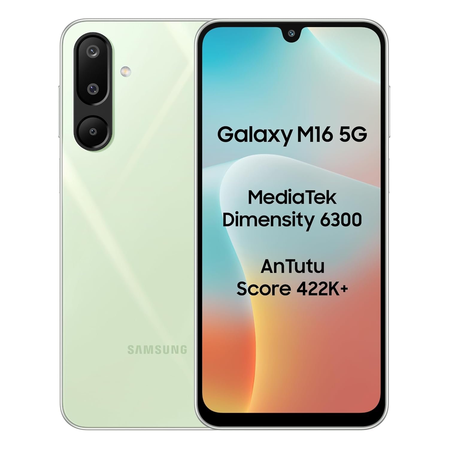 Samsung Galaxy M16 5G (Mint Green, 4GB RAM, 128 GB Storage) | MediaTek Dimensity 6300 | AnTuTu Score 422K+ | Super Amoled Display | 25W Fast Charging | 6 Gen. of OS Upgrades | Without Charger