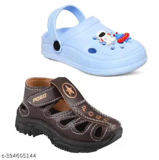 kids Combo Pack Of 2 Velcro Sandal & Clogs For Boys & Girls