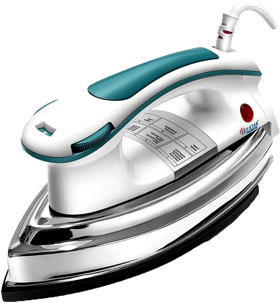 Skystar by SKY STAR Ocean Plancha Heavy Weight Soleplate with double coating 1200 W Dry Iron (White, Green)