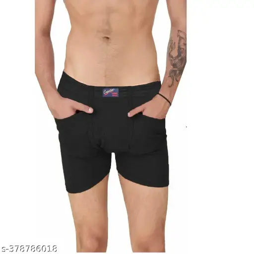 G-ven Men Cotton Black Trunks(Pack of 1)