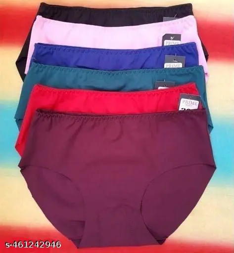 Women Panties Seamless Panties Silk Mid Waist Underwear for Female Girls Pack Of 6(Assorted )