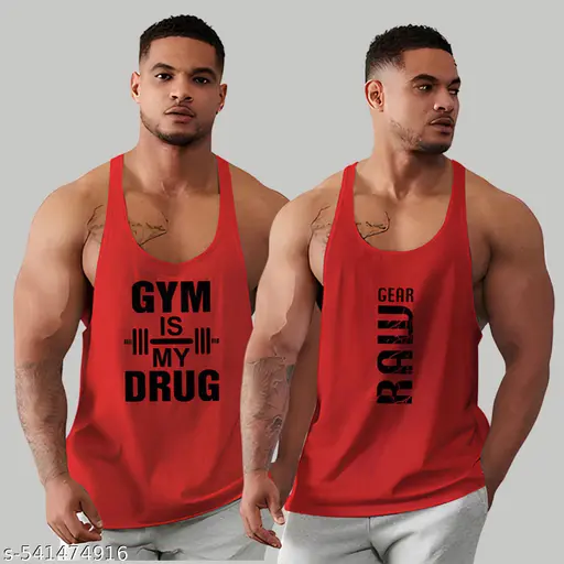 BAB Men’s Round Neck Gym Vest | Men Regular Fit Gym Vest | Men Vest Combo | Polyester Printed Vest | Stylish & Comfortable Vest Pack Of 2