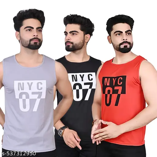Trending Printed Man Vest For Gym And Casual Wear sando Combo of 3 piece