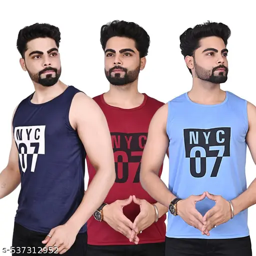 Trending Printed Man Vest For Gym And Casual Wear sando Combo of 3 piece